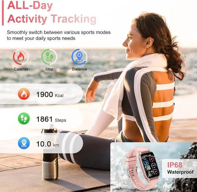 Alt view image 7 of 7 - Smart Watch for Women, 1.57" Smartwatch (Answer/Make Call), 2025 NEW Fitness Tracker with 110+ Sport Modes, Heart Rate/Sleep Monitor, IP68 Waterproof, Pedometer, Fitness Watch for Android iOS Pink