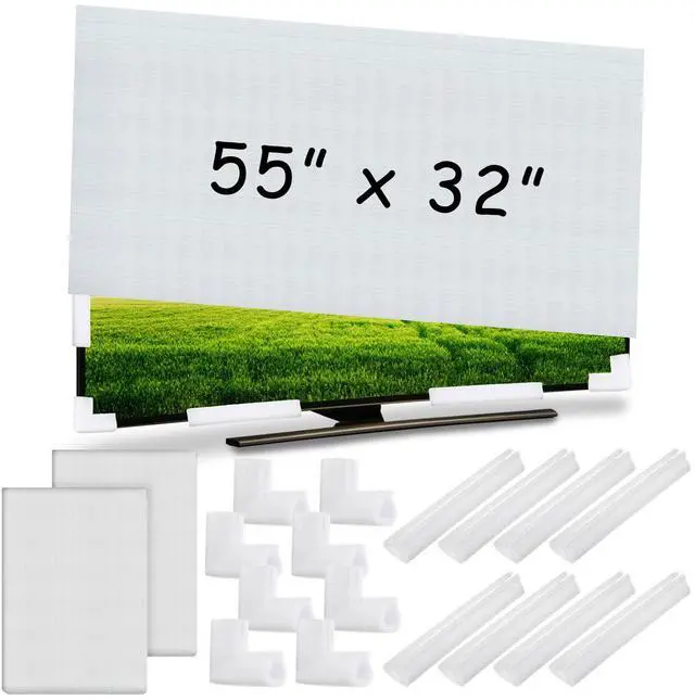 Main image of Cushioning Foam Set Include 2 Pcs Foam Flat Screen TV Cover Fits up to 55'' W x 32'' H and 16 Pcs Moving Corner Edge Protectors for TV Display Screen Protector Packing Moving