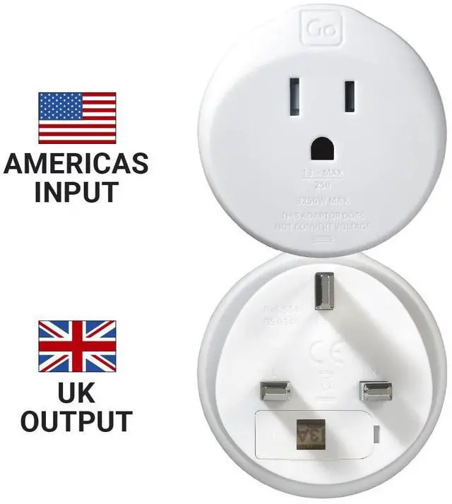 Alt view image 3 of 7 - US to UK Plug Adapter, Travel Adapter | Earthed Adapter for Small Electrical Devices, Travel Essentials for North American Travelers to the UK