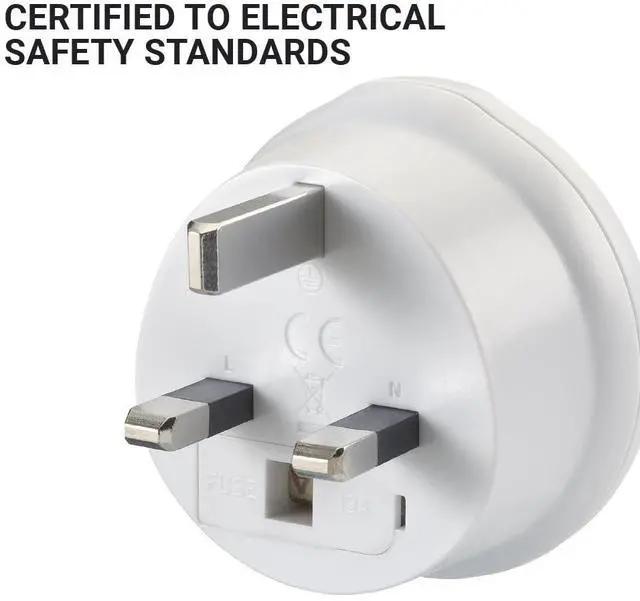 Alt view image 4 of 7 - US to UK Plug Adapter, Travel Adapter | Earthed Adapter for Small Electrical Devices, Travel Essentials for North American Travelers to the UK