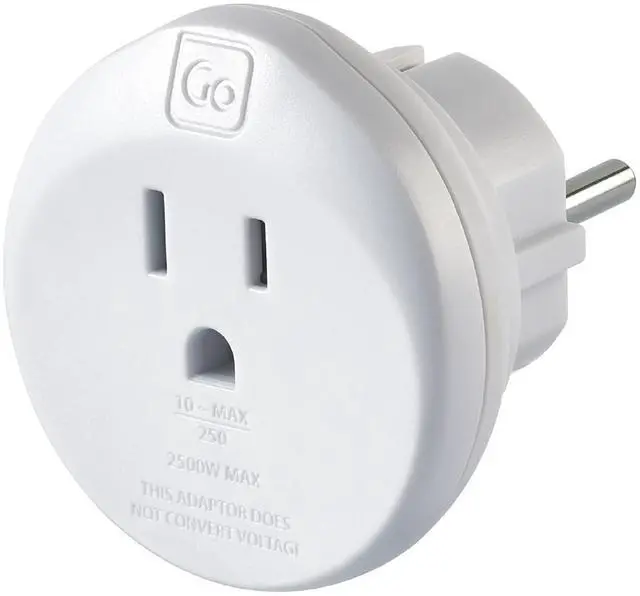 Main image of US to Europe Plug Adapter, Travel Adapter | Earthed Adapter for Small Electrical Devices, Travel Essentials for North American Travelers to Europe