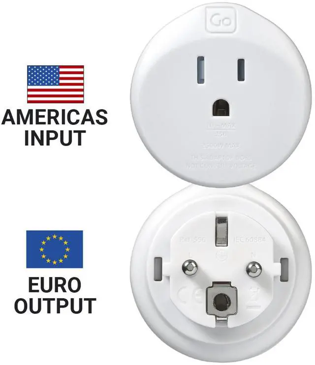 Alt view image 3 of 6 - US to Europe Plug Adapter, Travel Adapter | Earthed Adapter for Small Electrical Devices, Travel Essentials for North American Travelers to Europe