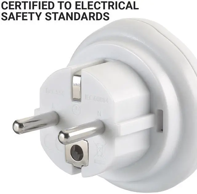Alt view image 4 of 6 - US to Europe Plug Adapter, Travel Adapter | Earthed Adapter for Small Electrical Devices, Travel Essentials for North American Travelers to Europe