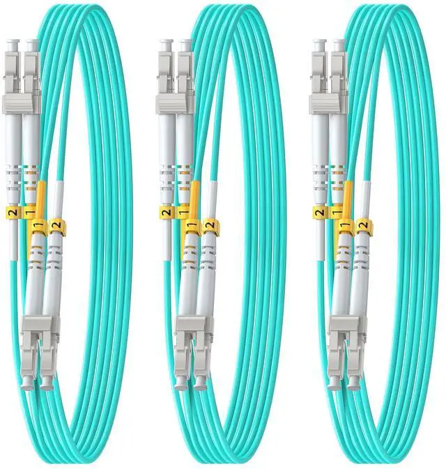 Main image of OM3 LC to LC Fiber Patch Cable Multimode Duplex,3m/10ft, 3Pack | Fiber Optic Cable, Multi-mode, MM, MMF, Fiber Jumper Cord, 10G/40G, 50/125um, Cable Diameter 2.0mm, LSZH Jacket