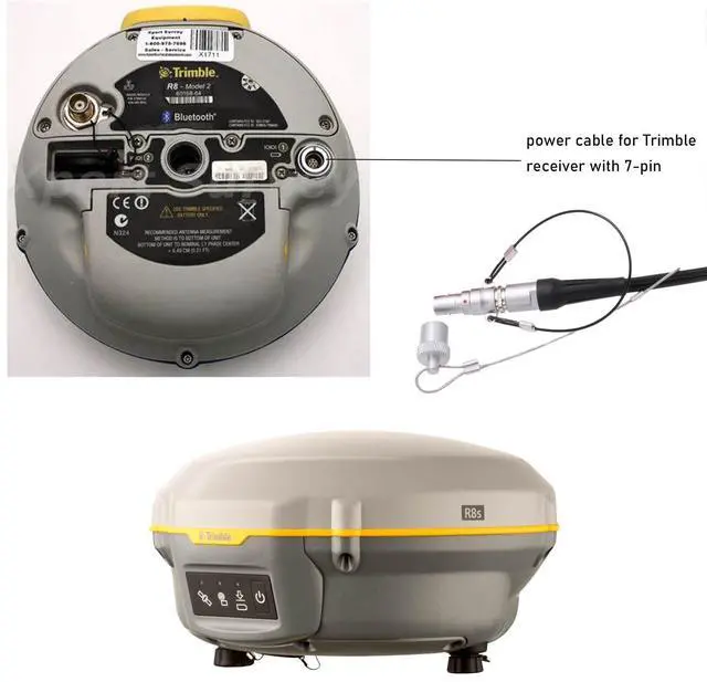 Alt view image 4 of 4 - 12V Power Cable for Trimble R7 R8 R9 R10 R12 5700 5800 SPS985 GPS RTK GNSS Receiver, 7 Pin to Clips