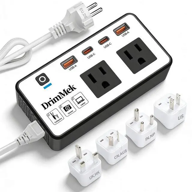 Main image of 200W Voltage Converter US to Europe, 220V to 110V Power Adapter for European Travel, 2 USB C & 2 USB A Ports, 2 AC Outlets for Laptop, Phone -EU UK AU IT Plug Included