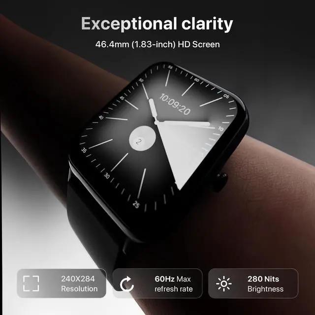 Alt view image 3 of 7 - Ninja Call Pro Plus 46.48mm (1.83 inch) Smart Watch with Bluetooth Calling, AI Voice Assistance, 120 Sports Modes IP67 Rating, 240 * 280 Pixel High Resolution (Black)