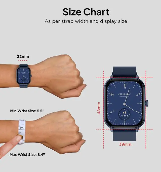 Alt view image 3 of 7 - Ninja Call Pro Max 51.05mm (2.01 inch) HD Display Smart Watch, Bluetooth Calling, 120+ Sports Modes, Health Suite, Voice Assistance (Blue)