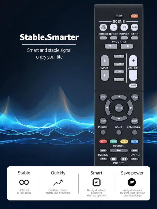 Alt view image 2 of 5 - Replacement Remote Control RAV561 for Yamaha HTR-3072 RX-V385 YHT-4950UBL YHT-4950U AV Receiver