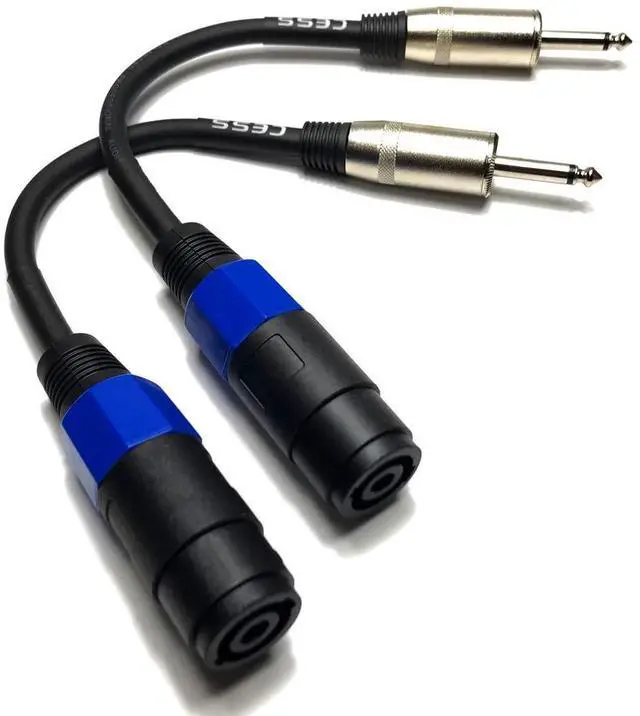 Main image of Speakon Female to 1/4" Male TS Speaker Cable, 6 in, 2-Pack