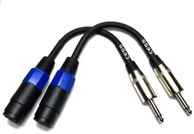 Alt view image 2 of 5 - Speakon Female to 1/4" Male TS Speaker Cable, 6 in, 2-Pack