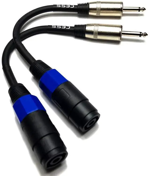 Alt view image 5 of 5 - Speakon Female to 1/4" Male TS Speaker Cable, 6 in, 2-Pack