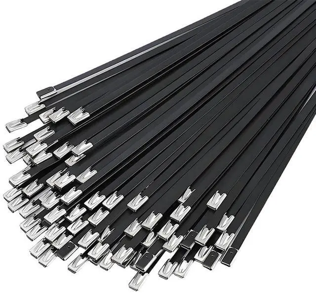 Main image of Metal Zip Ties 11.8 inch 100 pcs black 304 stainless steel heavy-duty self-locking cable tie,suitable for machinery, automobiles, farms, fences, exhaust,Outdoor equipment and multi-purpose outdoor use