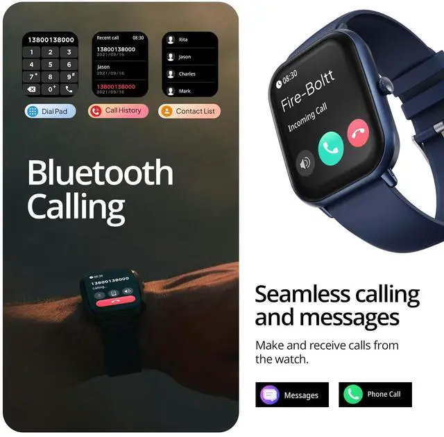 Alt view image 5 of 7 - Ninja Call Pro Max 51.05mm (2.01 inch) HD Display Smart Watch, Bluetooth Calling, 120+ Sports Modes, Health Suite, Voice Assistance (Blue)