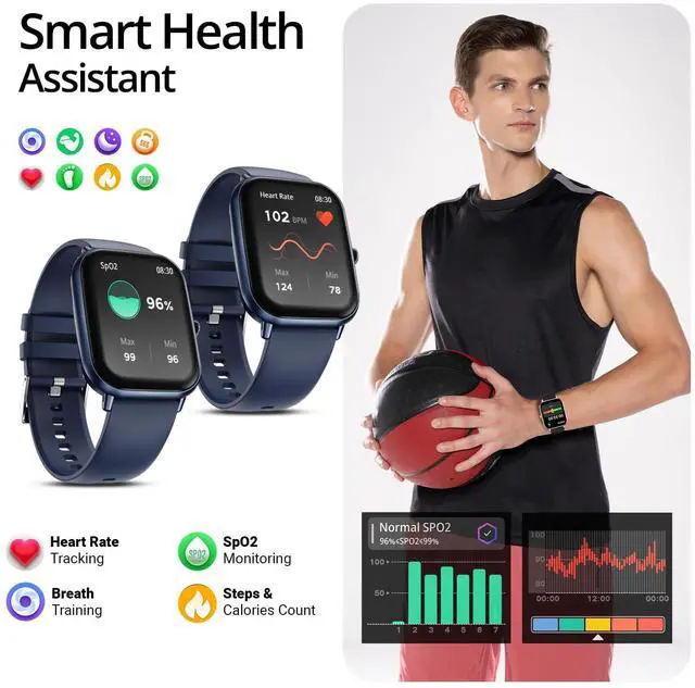 Alt view image 7 of 7 - Ninja Call Pro Max 51.05mm (2.01 inch) HD Display Smart Watch, Bluetooth Calling, 120+ Sports Modes, Health Suite, Voice Assistance (Blue)