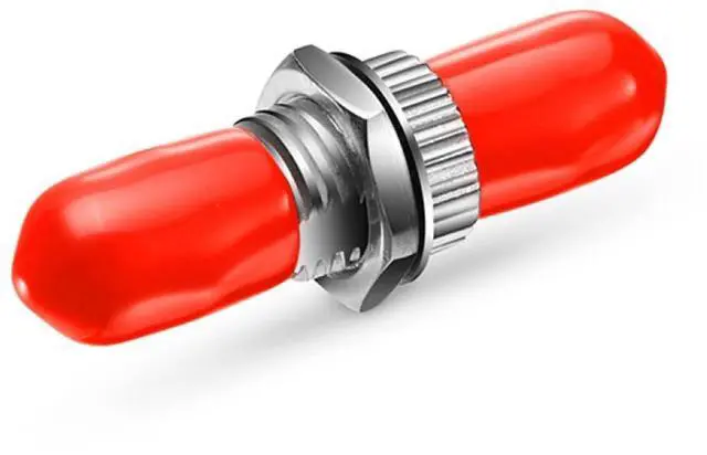 Alt view image 2 of 2 - ST Fiber Optic Adapter - ST to ST Simplex Singlemode & Multimode Coupler - 10 Pack - Metal