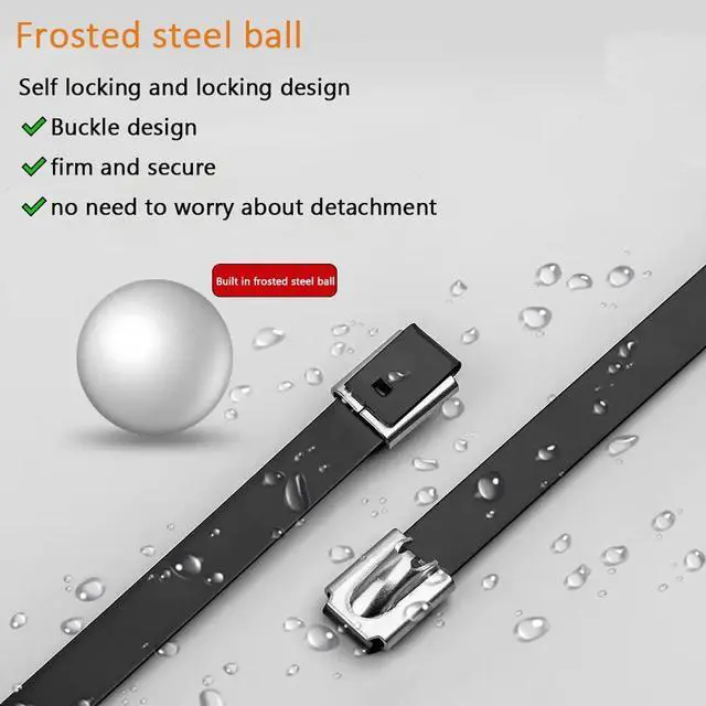 Alt view image 5 of 7 - Metal Zip Ties 11.8 inch 100 pcs black 304 stainless steel heavy-duty self-locking cable tie,suitable for machinery, automobiles, farms, fences, exhaust,Outdoor equipment and multi-purpose outdoor use