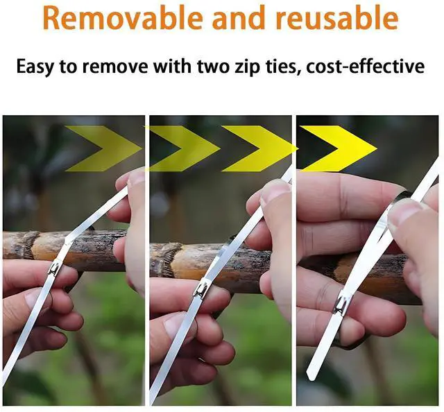 Alt view image 7 of 7 - Metal Zip Ties 11.8 inch 100 pcs black 304 stainless steel heavy-duty self-locking cable tie,suitable for machinery, automobiles, farms, fences, exhaust,Outdoor equipment and multi-purpose outdoor use