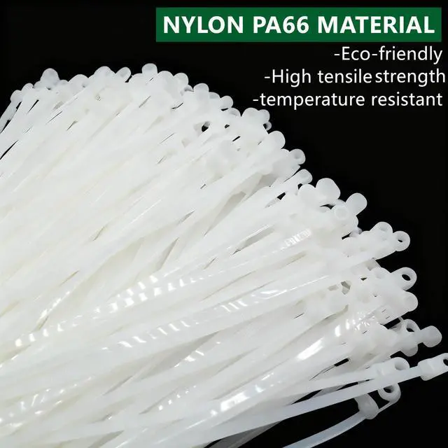 Alt view image 3 of 6 - 200pcs Zip Tie with Screw Hole, 8 inch Automotive Wire Self Locking Black Zip Ties, Screw Zip Tie Mount Push Mount Cable Ties (White, 8")