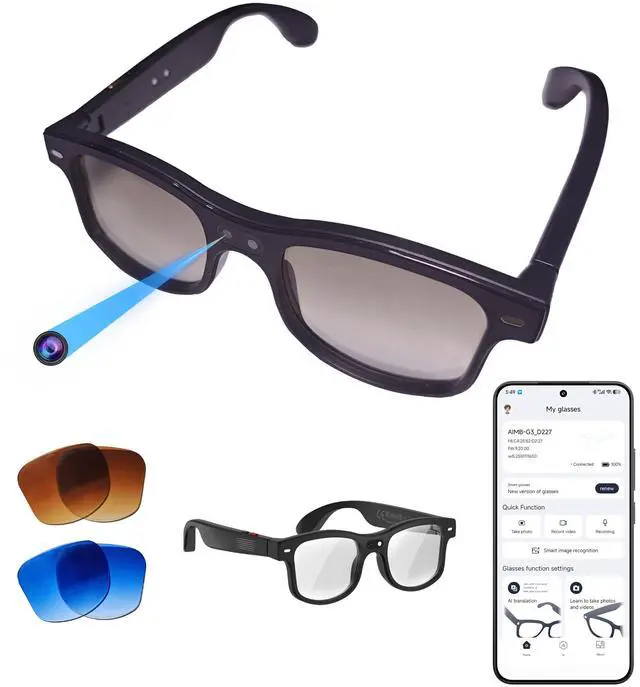 Main image of Smart Safety AI Glasses, 4K Camera with Video Recording, Bluetooth 5.0, Enhanced Audio & Noise-Canceling Mics, AI Object Detection & Real-Time Translation for Business, Outdoor(G3)