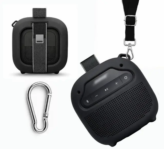 Main image of Silicone Cover for Bose New SoundLink Micro Portable Bluetooth Speaker (2nd Gen) with Neck Lanyard (Black)