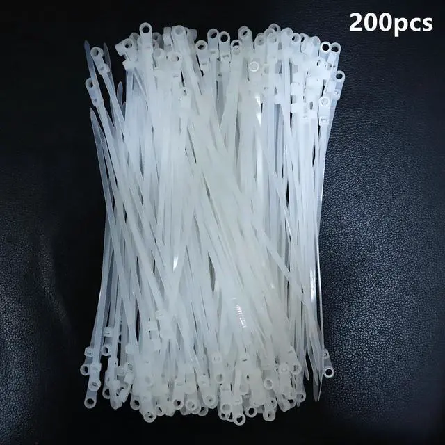 Alt view image 6 of 6 - 200pcs Zip Tie with Screw Hole, 8 inch Automotive Wire Self Locking Black Zip Ties, Screw Zip Tie Mount Push Mount Cable Ties (White, 8")