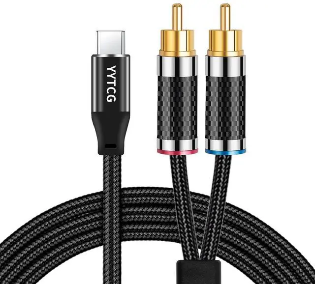 Main image of HiFi USB C to RCA Audio Cable 3.28ft Type - C to Dual RCA Y Splitter | 4N OFC Silver-Plated Core, DAC Chip, 24K Gold-Plated Plug, Braided Shielded, for Audiophiles, Amplifier, Speaker, DVD