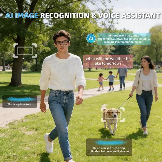 Alt view image 7 of 7 - Smart Safety AI Glasses, 4K Camera with Video Recording, Bluetooth 5.0, Enhanced Audio & Noise-Canceling Mics, AI Object Detection & Real-Time Translation for Business, Outdoor(G3)