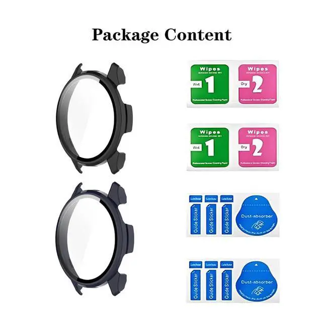 Alt view image 5 of 5 - 2 Pack Screen Protector protective Case for Garmin Approach S50 Watch Shell | Hard PC ShellBuilt-in Tempered Glass Film Full Coverage,black+blue