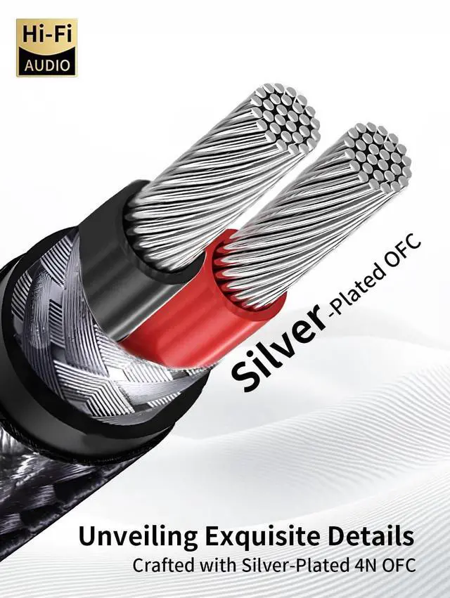 Alt view image 3 of 6 - HiFi USB C to RCA Audio Cable 3.28ft Type - C to Dual RCA Y Splitter | 4N OFC Silver-Plated Core, DAC Chip, 24K Gold-Plated Plug, Braided Shielded, for Audiophiles, Amplifier, Speaker, DVD
