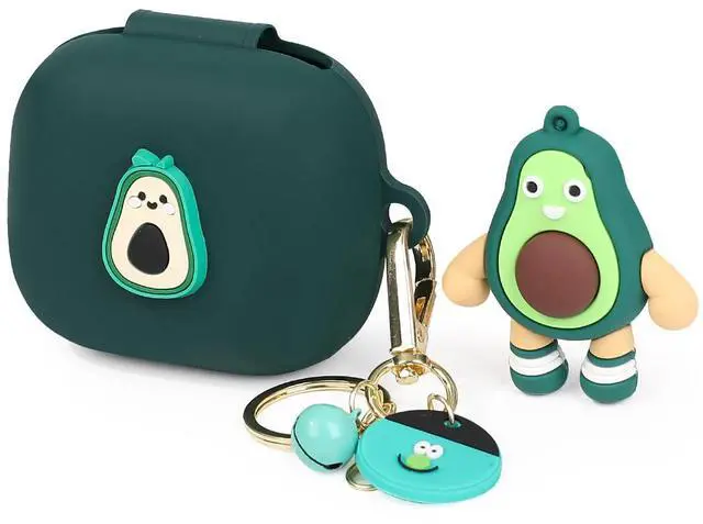 Main image of Silicone Case for Powerbeats Pro 2 Wireless Earbuds with Doll Lanyard Carabiner, Cute Cartoon Case Cover Protective Shockproof with Multiple Styles of Design for Powerbeats Pro 2 (Avocado)