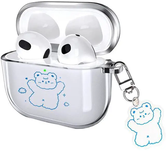 Main image of for Cute AirPods 4 Case 2024 with Keychain Carabiner, Clear AirPods 4 Case Cartoon Anime Pattern Soft Cover with an Ornaments for Boys Girls Women Men (Disco Bear)