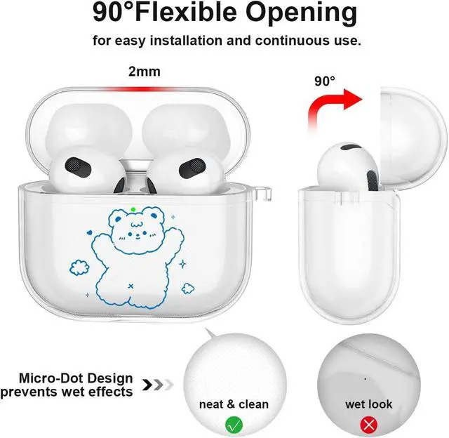 Alt view image 5 of 6 - for Cute AirPods 4 Case 2024 with Keychain Carabiner, Clear AirPods 4 Case Cartoon Anime Pattern Soft Cover with an Ornaments for Boys Girls Women Men (Disco Bear)