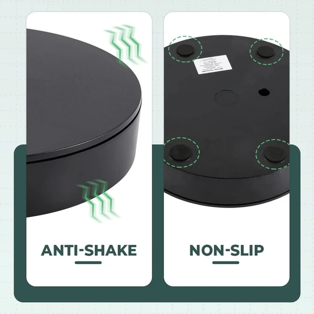 Alt view image 4 of 7 - Cordless & Rechargeable Photography Turntable 13.7inch/110lb Motorized Rotating Display Stand with Remote Control, 360 Degree Large Display Turntable (Black)