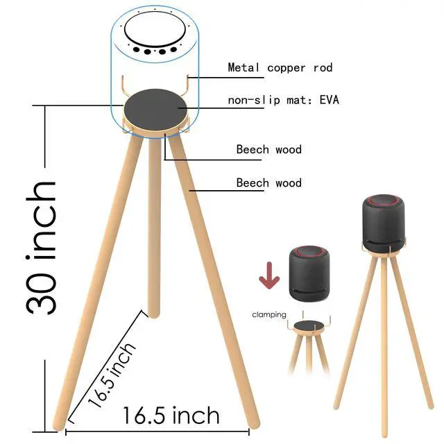 Alt view image 2 of 7 - Compatible for Echo Studio Wood Stand,and Other Suitable Speakers