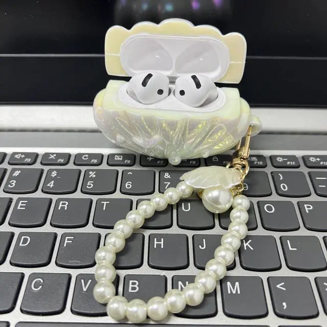 Alt view image 3 of 6 - for Airpods 4 Case, Beautiful Interesting Creative Glitter 3D Seashell Headphone Protective Shell for AirPods 4 Earphone Cover for Girls Women