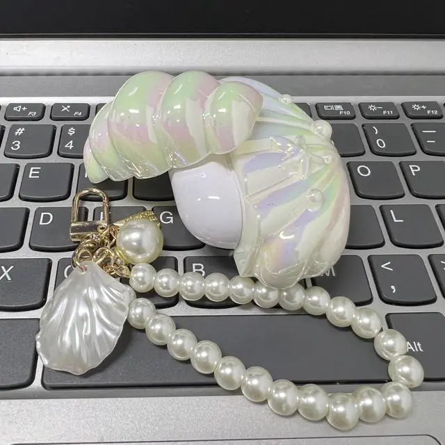 Alt view image 6 of 6 - for Airpods 4 Case, Beautiful Interesting Creative Glitter 3D Seashell Headphone Protective Shell for AirPods 4 Earphone Cover for Girls Women