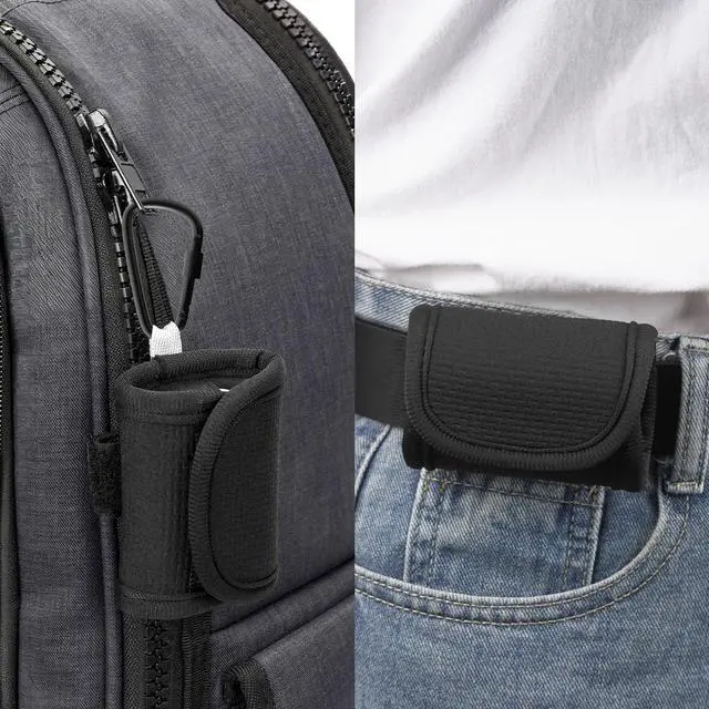 Alt view image 5 of 6 - Earbuds Pouch with Belt Loop & Bag Strap Clip, Soft Lining Carrying Case Compatible with Apple AirPods Pro 3, Pro 2, AirPods 4, 3, 2 Charging Cases, Black