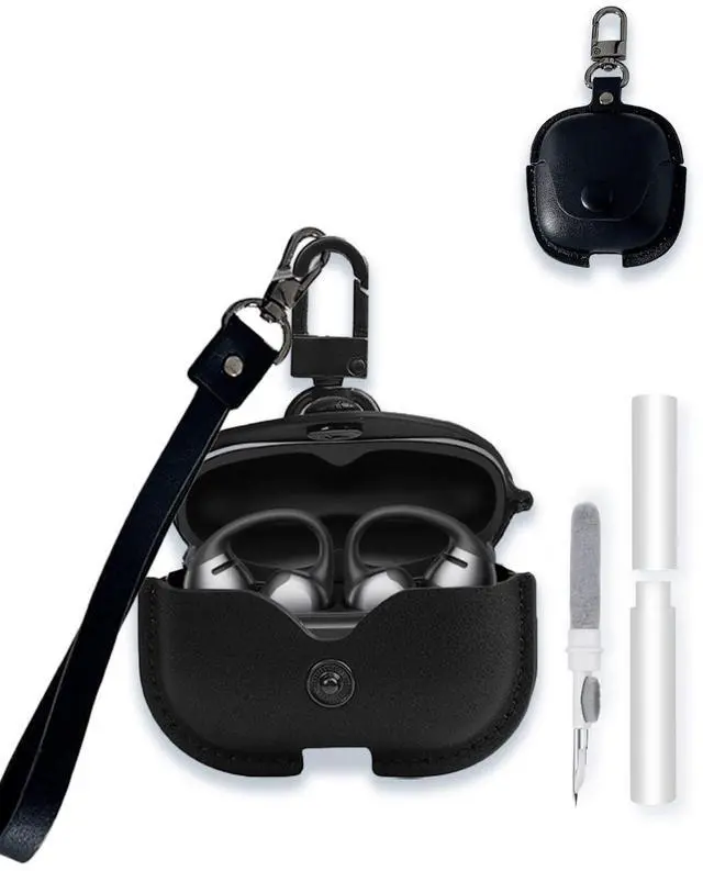 Main image of Case Cover for SHOKZ OpenDots ONE E310 Ear Clip Bluetooth Headset, Business Style Soft PU Protective Case with Keychain and Cleaning Kit for Men and Women Shockproof Skin,Black