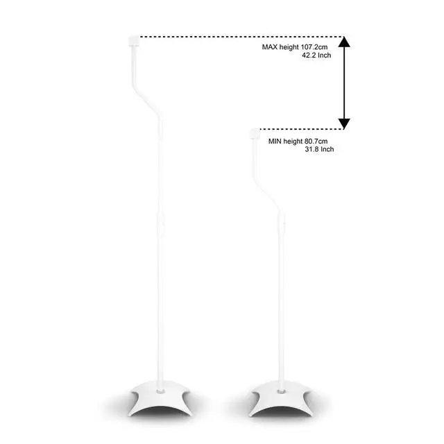 Alt view image 7 of 7 - Speaker Floor Stands, Set of 2, Holds up to 11 lbs, White | 31.7542.2 inch adjustable height, steel construction, stable weighted base, ideal for living room, bedroom, office, EAK80W-A
