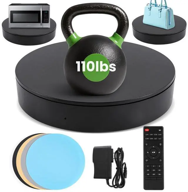 Main image of Photography Turntable 13.7inch/110lb with Remote Control | Motorized Rotating Display Stand, 360 Degree for Product Photography, Video Shooting, 3D Scanning and Commercial Exhibition
