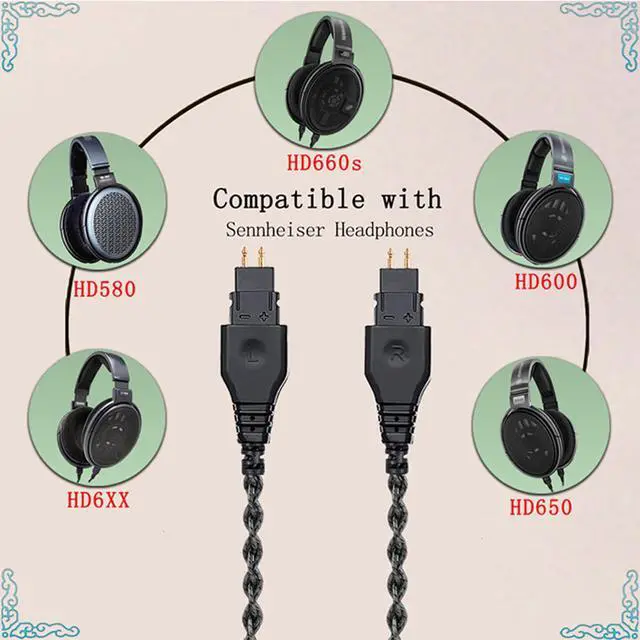 Alt view image 5 of 6 - HD650 Audio Cable 8N Single Crystal Silver-Plated Mixed Cord Compatible with Sennheiser HD600 HD580 HD660S HD6XX HD565 HD545 Headphones 4.4mm Plug
