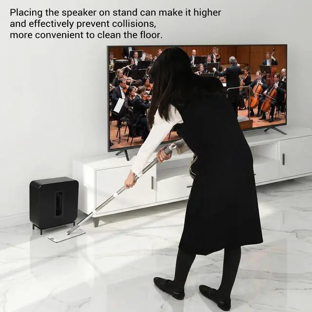 Alt view image 3 of 6 - Stand Mount for Sonos Sub 4 / Sub Gen 3/2 Wireless Subwoofer | SUB 4 / 3 / 2 Carbon Steel Floor Holder, Stable Bracket Base Isolation Feet, Home Decoration, Easy Clean, Heavy Duty, Black