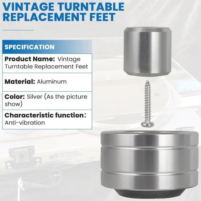 Alt view image 3 of 6 - Turntable Isolation Feet for Pioneer PL-512 PL-514 4 Pack | Fits PL-516 PL-518 PL-540 And PL-560, Aluminum Construction, Anti-Vibration Design, Improves Sound Quality