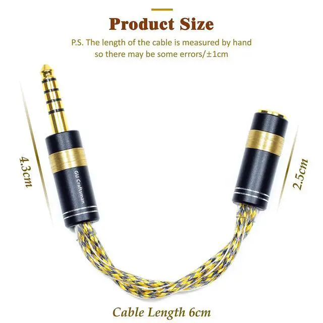 Alt view image 4 of 7 - 4.4mm Male to 2.5mm Female Headphone Adapter Cable, 6N Silver-Plated Oxygen-Free Copper with Metal Shielding Layer IEM Portable Conversion Cable