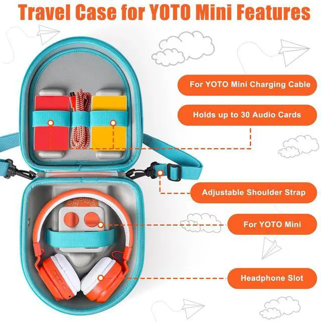 Alt view image 2 of 6 - Hard Travel Case Compatible with Yoto Mini Kids Audio Music Player & Headphones, Carrying Case with Adjustable Shoulder Strap Holds Yoto Mini (2024 Edition), Headphones and Up to 30 Audiobook Cards