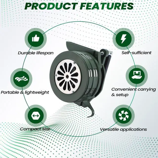 Alt view image 5 of 6 - Handheld Air Raid Siren, 110dB Hand Crank Siren | Aluminum Alloy Hand Crank Siren for Emergency Alerts, Outdoor Activities, Home Use and General Signaling Applications