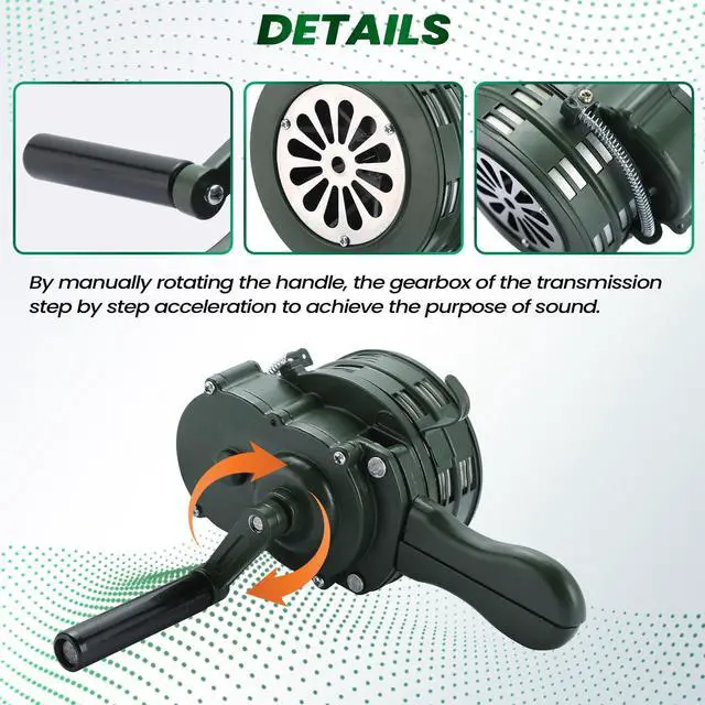Alt view image 4 of 6 - Handheld Air Raid Siren, 110dB Hand Crank Siren | Aluminum Alloy Hand Crank Siren for Emergency Alerts, Outdoor Activities, Home Use and General Signaling Applications