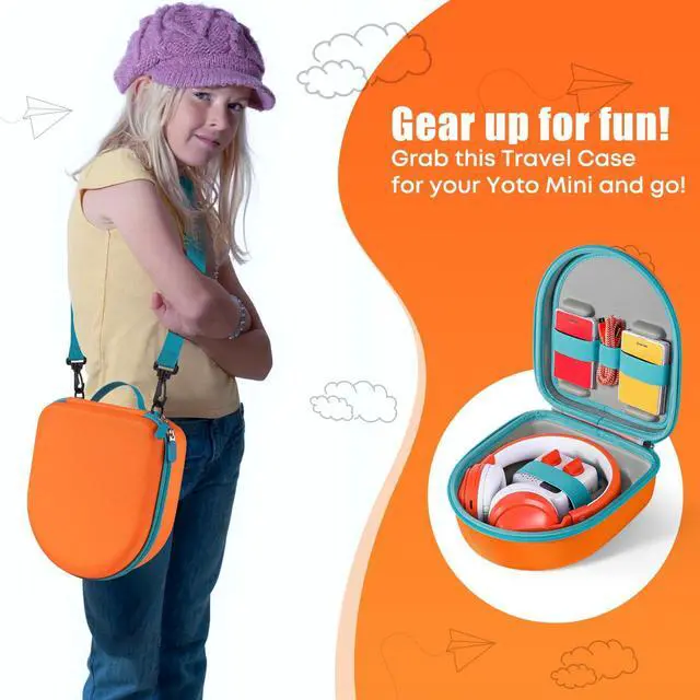 Alt view image 6 of 6 - Hard Travel Case Compatible with Yoto Mini Kids Audio Music Player & Headphones, Carrying Case with Adjustable Shoulder Strap Holds Yoto Mini (2024 Edition), Headphones and Up to 30 Audiobook Cards