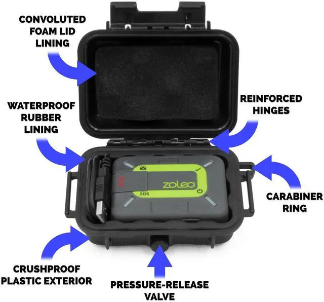 Alt view image 3 of 7 - Protective Travel Case for ZOLEO Satellite Communicator - Waterproof, Crushproof Case for Communicator and Charging Cable - CASE ONLY